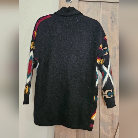 RAFAELLA Vintage wool/rabbits hair shawl collar open front printed cardigan. MED - Picture 4 of 9